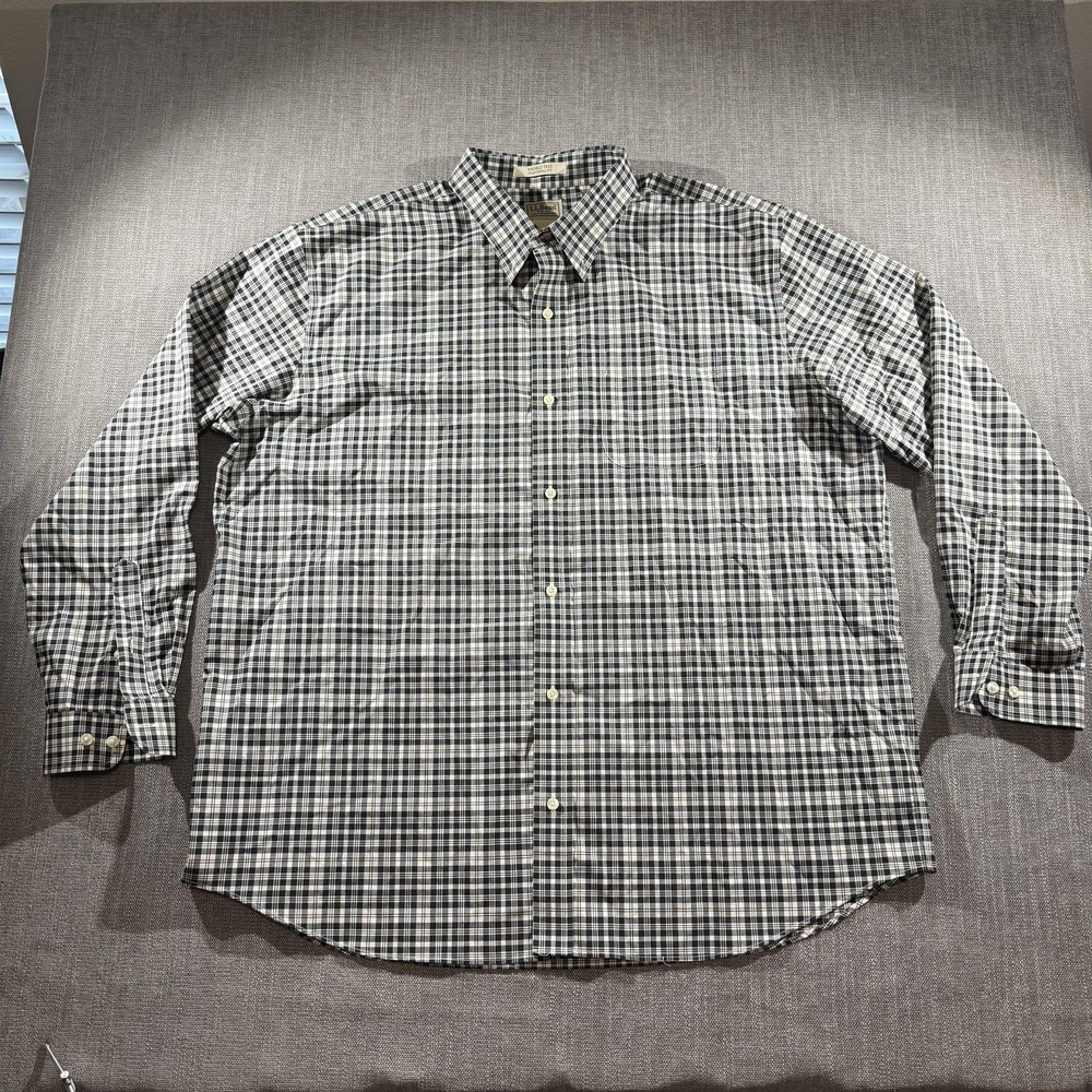 LL Bean Shirt Mens 2XL Plaid Wrinkle Free Button Down Traditional Fit Casual